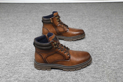BHKH Botas Masculinas de Inverno da Moda botins Zíper Cadarço Botas de Tornozelo Sapatos Sociais Vintage de Negócios Sapatos Casuais de Couro Para Homens