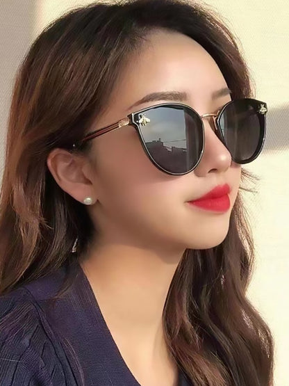 Trendy Luxury Bee Round Sunglasses For Women Men Fashion Mirror Gradient Vintage Sun Glasses Retro Driving Eyewear UV400 Oculos