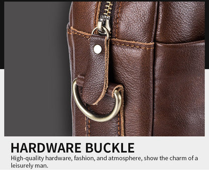 BULLCAPTAIN Briefcase Shoulder Messenger Bags Men's Genuine Leather 14-inch Laptop Bag's Men's Briefcase Office Business Handbag