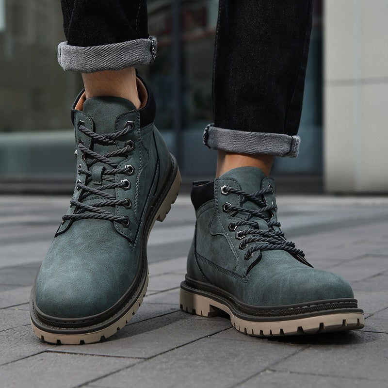 Botas Masculinas Feitas à Mão, Botas de Tornozelo de Inverno em Couro, Sapatos de Outono para Caminhada ao Ar Livre, Tênis, Botas Masculinas de Cano Alto, Calçados Antiderrapantes