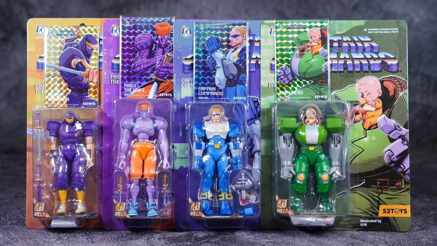 52toys Captain Commando 1/18 Figure Mack The Knife Ginzu The Ninja Baby Head Arcade Game Action Doll Toy Birthday Gifts Hot