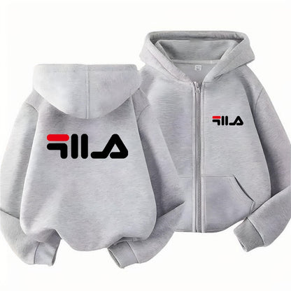 Children's Trendy Hoodie Zipper Style Coat Sweatshirt Boys Girls 3-12Yrs Gift Long Sleeve Top Casual Charming black Clothes