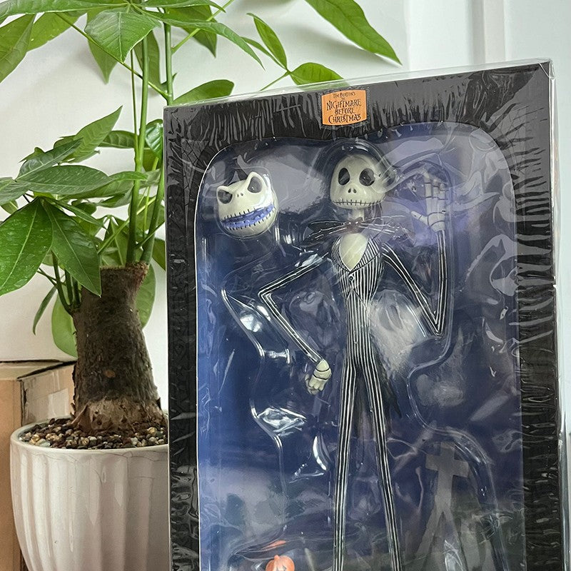 O Pesadelo Antes do Natal Jack Skellington Action Figure 12 Rostos Jack Jack Cadeira Versão Especial Modelo de Brinquedo Presente de Halloween