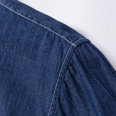 Brand Elastic Cotton Denim Shirt Men Long Sleeve Quality Cowboy Shirts for Men Casual Slim Fit Mens Designer Clothing