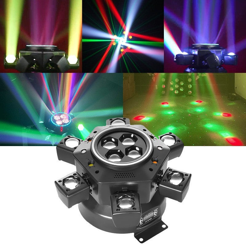 6-Arm Bee Eye Moving Head Dj Light 150W RGBW Stage Party Beam Light DMX512 Sound Activated Disco Lighting with Remoter