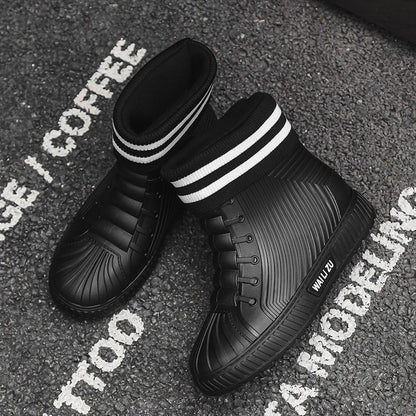 Versatile Casual Short-barreled Waterproof Shoes Men Women Lined With Fleece Warmth Anti-slip Wear-resistant Outdoors Rain Boots