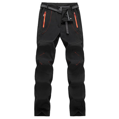 JNLN Women Winter Fleece Pants Warm Waterproof Hiking Pants Outdoor Camping Climbing Skiing Soft Shell Windproof Rain Trousers