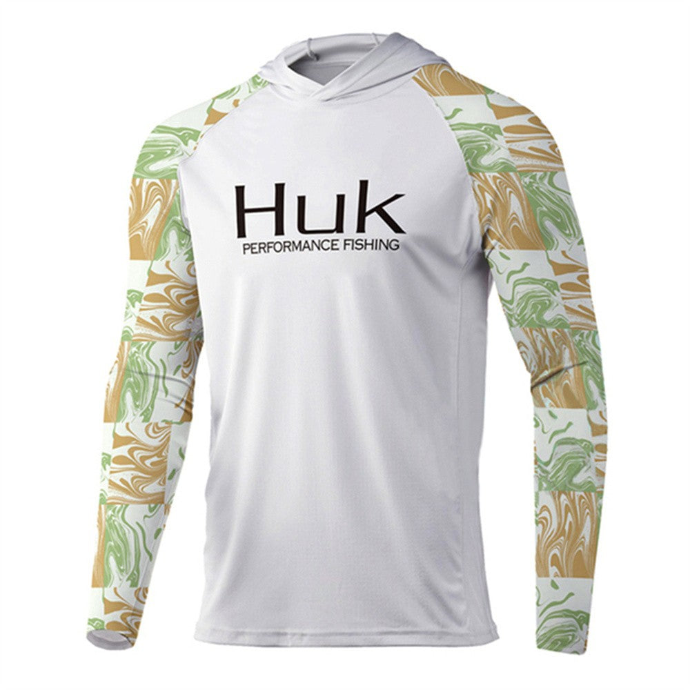 Camisa de Pesca HUK com Capuz Camisa de Pesca Masculina Manga Longa Proteção Uv 50 Camisas de Pesca Vestuário Roupa de Pesca ao Ar Livre