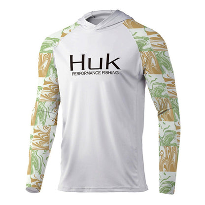 Camisa de Pesca HUK com Capuz Camisa de Pesca Masculina Manga Longa Proteção Uv 50 Camisas de Pesca Vestuário Roupa de Pesca ao Ar Livre