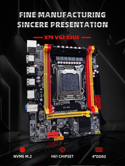 Conjunto de Placa-Mãe ZSUS X79 VG2 com Processador Intel LGA2011 Xeon E5 2630 V2 Memória RAM DDR3 1*16GB 1600MHZ ECC NVME M.2 SATA
