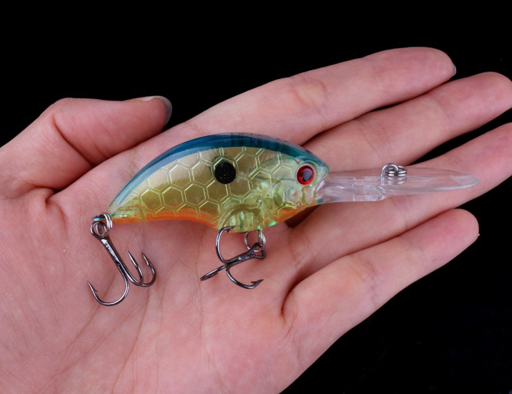 HENGJIA 13G 9CM Iscas de Pesca Rock Crank Bait Crankbait Minnow Baixo Anzóis Triplos Isca Dura Wobbler Língua Longa e Grande
