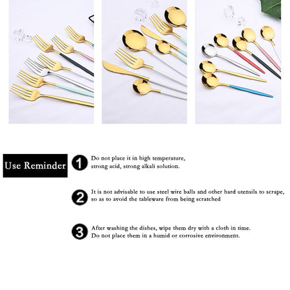 6Pcs/Set Teaspoon Stainless Steel Flatware Colorful Cake Fruit Spoons Dessert Small Coffee Spoon Snack Kitchen Dinnerware Tools
