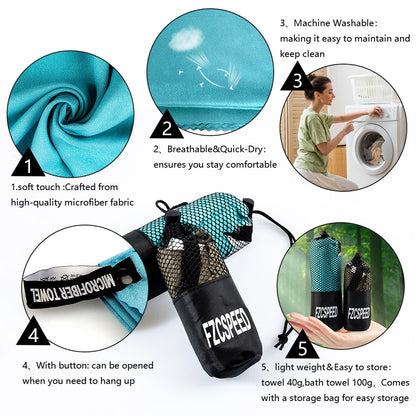 Quick Drying Absorbent Bath Towel,Backpacking Hiking,Swimming,Camping Bath Towel,Breathable Beach Travel Gym Sports Towel