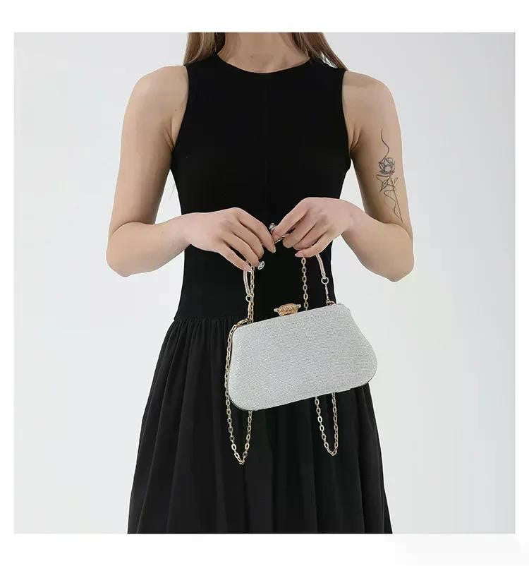 Luxury High Design Women Evening Bag Brand Party Banquet Glitter Bag for Ladies Wedding Clutch Handbag Shoulder Bag Chain Bolsas
