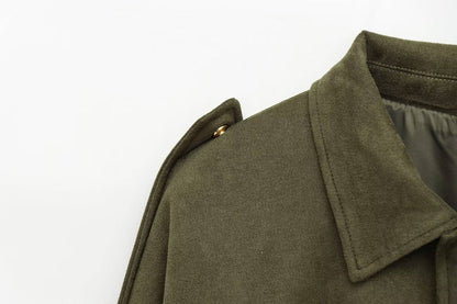 Fashionable Velvet Jacket Women's Outerwear 2025 New Style Streetwear Polo Collar Long Sleeve Regular Fit Polyester Fiber