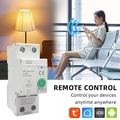 WIFI/ZigBee Smart Circuit Breaker Smart Switch Power Metering Remote-Metering Circuit Breaker 1P40A 2P63A Work With Tuya Alexa