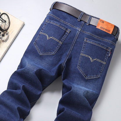 Quatro Estações Calça Jeans Perna Reta Elástica Casual de Negócios Calça Jeans Atacado Homem Masculino Adulto Cavalheiro Confortável Alta Qualidade