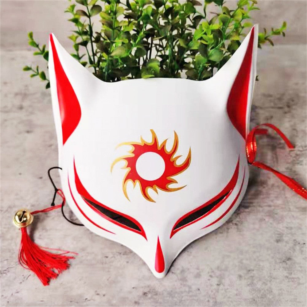 New Fashion Anime Fox Mask Hand-Painted Half Face Cat Mask With Tassels Bell Halloween Masquerade Party Festival Cosplay Gift