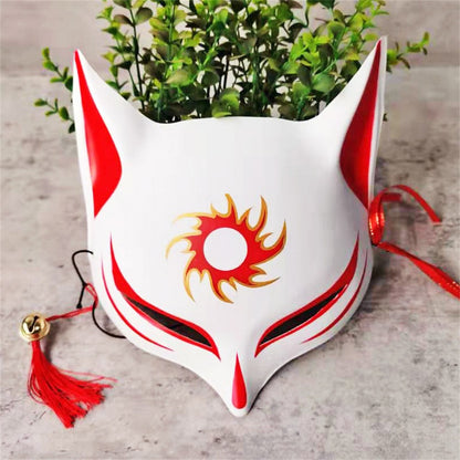 New Fashion Anime Fox Mask Hand-Painted Half Face Cat Mask With Tassels Bell Halloween Masquerade Party Festival Cosplay Gift