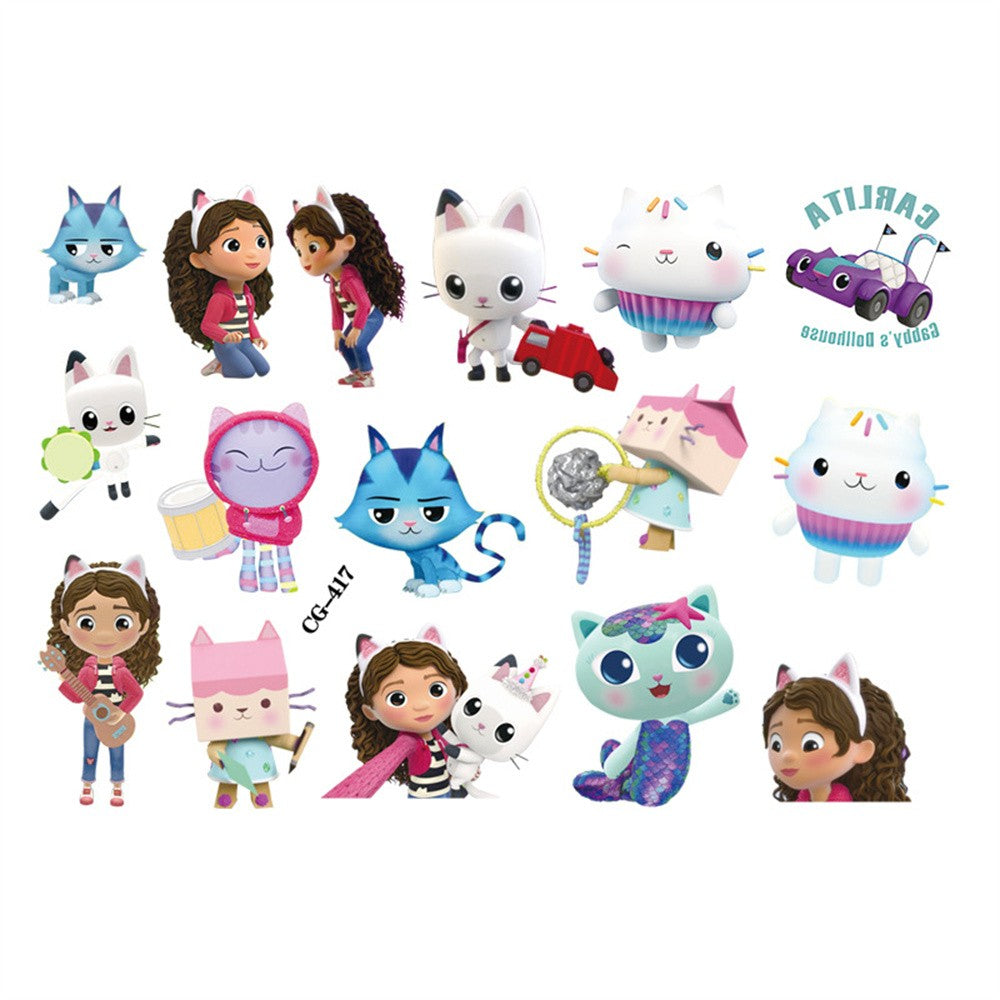Gabby Dollhouse Child Tattoo Sticker Anime Cartoons Tattoo Stickers Temporary Tattoos Waterproof The Tattoo Art Tatoo Cosplay