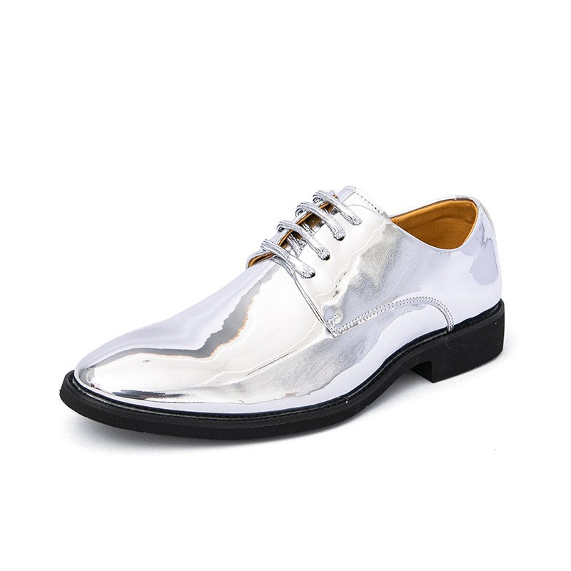 Luxury Silver Man Patent Leather Shoes Large Size 38-50 Party Dress Wedding Shoes Men Pointed toe Leather Shoes Designer Oxford