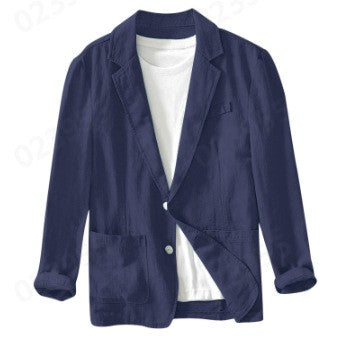 Stylish Retro Linen Blazer for Men Casual Business Formal Wear, Youthful and Loose Suit Jacket -70% Linen, 30% Cotton -8 Colors
