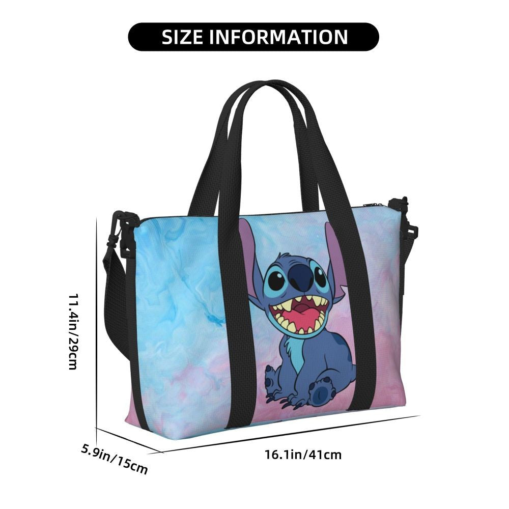 Custom Large SLilo And Stitch Cartoon Tote Bag Women Anime Shopping Shoulder Beach Gym Travel Bag