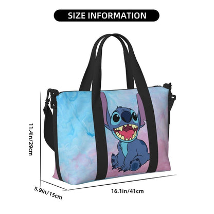 Custom Large SLilo And Stitch Cartoon Tote Bag Women Anime Shopping Shoulder Beach Gym Travel Bag