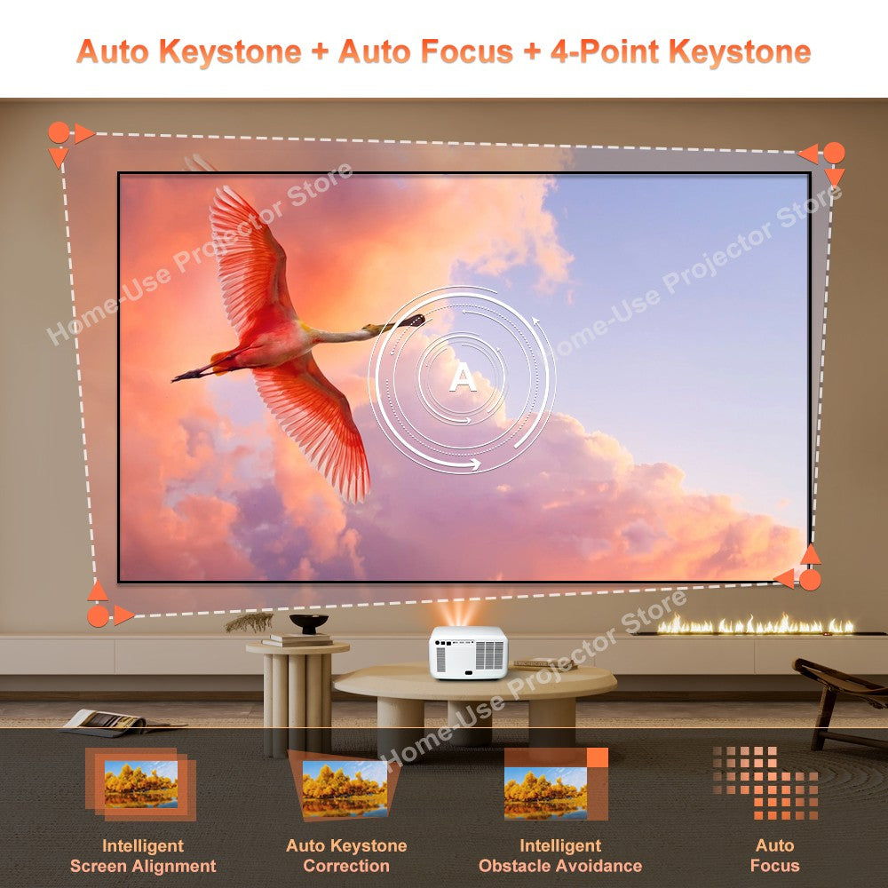 Projetor FlixTone D9W Ultra 3000 ANSI Full HD 1080P para Filmes Android WiFi 6 Home Theater Projetor Beam para Vídeos ao Ar Livre