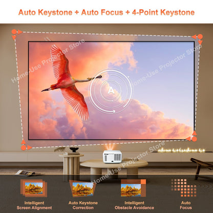 Projetor FlixTone D9W Ultra 3000 ANSI Full HD 1080P para Filmes Android WiFi 6 Home Theater Projetor Beam para Vídeos ao Ar Livre