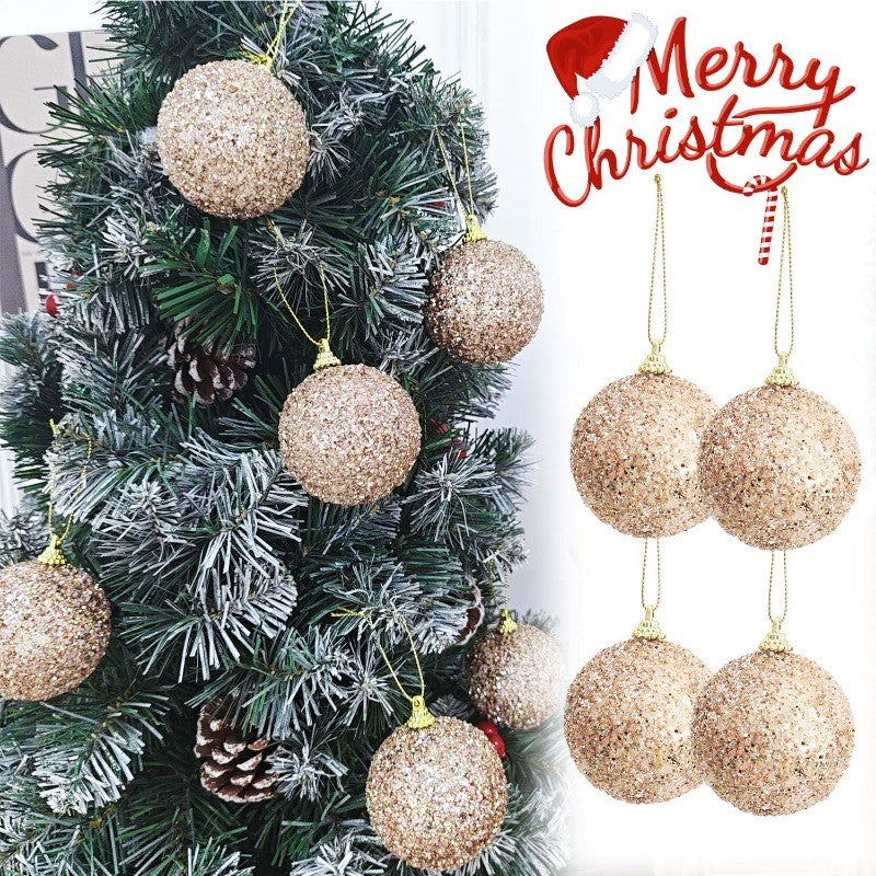 6-30pcs Champagne Gold Glitter Christmas Balls 6cm Xmas Tree Hanging Sparkling Ball Pendants for New Year Party Decor Ornaments