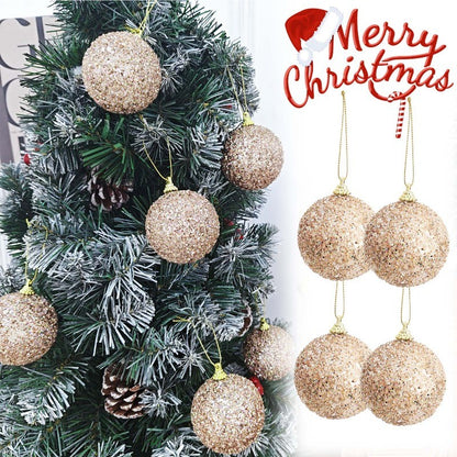 6-30pcs Champagne Gold Glitter Christmas Balls 6cm Xmas Tree Hanging Sparkling Ball Pendants for New Year Party Decor Ornaments
