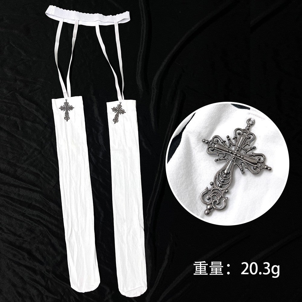 Sexy Nun Cosplay Costume Gothic Black Split Long Dress with Head Veil Halloween Carnival Party Fancy Dress for Women Nun