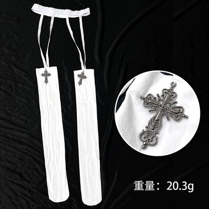 Sexy Nun Cosplay Costume Gothic Black Split Long Dress with Head Veil Halloween Carnival Party Fancy Dress for Women Nun