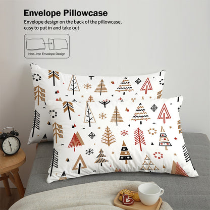 3-piece Christmas themed Christmas tree pattern print (1 duvet cover+2 pillowcases, no core) comfortable bedding set