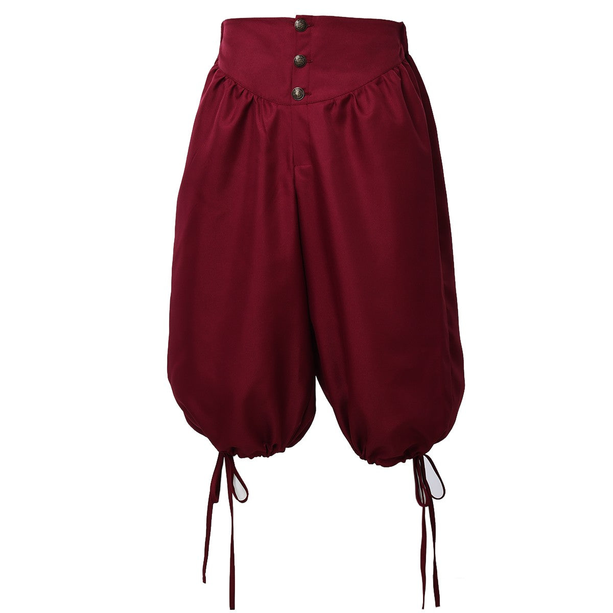Calções de Fantasia de Pirata Calças de Pirata Calças Medievais Renascentistas Viking Cosplay com Amarração nas Costas