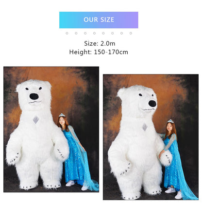 US stock Inflatable Polar Bear Costume Mascot for Advertising Christmas Halloween Adult Fursuit Panda Gorilla Carnival Suit