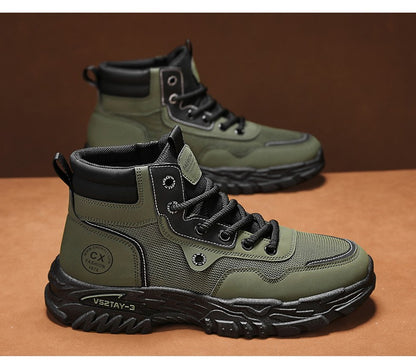 Botas de trabalho masculinas de inverno com cadarço, sapatos masculinos quentes de segurança, plataforma, tamanho 44, promoção, designer, antiderrapante, moda