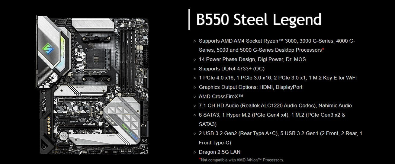 ASRock B550 Steel Legend Motherboard Set Kit with Ryzen 5 5600 CPU 4xDDR4 4733MHz M.2 NVME HDMI AMD B550 ATX AM4 Mainboard