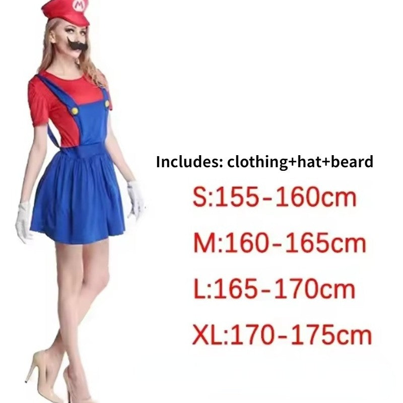 Anime Game Super Luigi Cosplay Costume Adult  jumpsuit hat and beard set Halloween party cospaly Costume