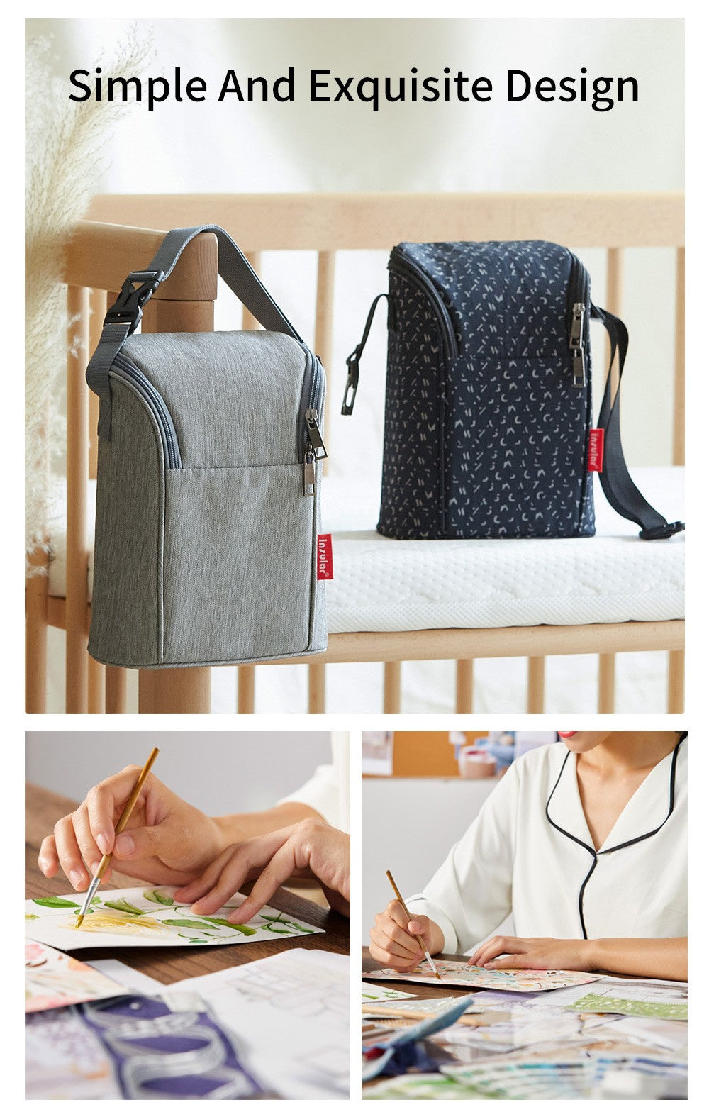 New Portable Mother Feeding Bottle Bag Heat Insulation Lunch Bags Leak-proof Breast Milk Cooler Bag with Stroller Hanging Design