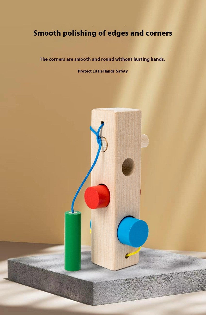 Conjunto de Colunas para Bebês e Crianças Pequenas, Blocos de Construção de Posicionamento, Cordas de Correspondência, Exercício para Bebês, Habilidade de Coordenação Olho-Mão, Brinquedos Educacionais de Madeira para Iluminação da Educação Infantil