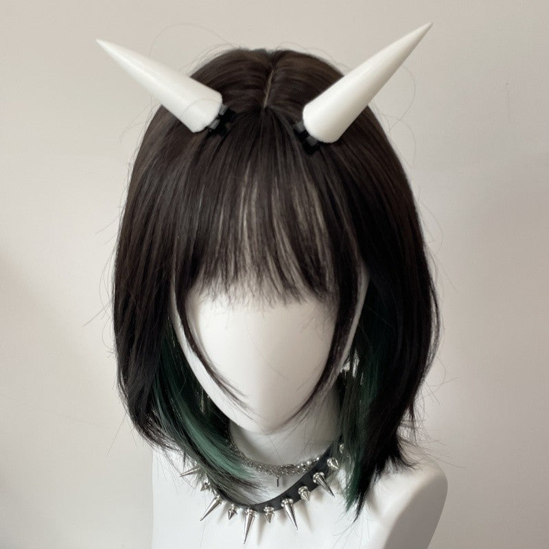 10/14/18cm Halloween Hair Clip White Punk Demon Horn Hairpin Gothic Party Cosplay Costume Pin Hairpins Costume Horn Accessories