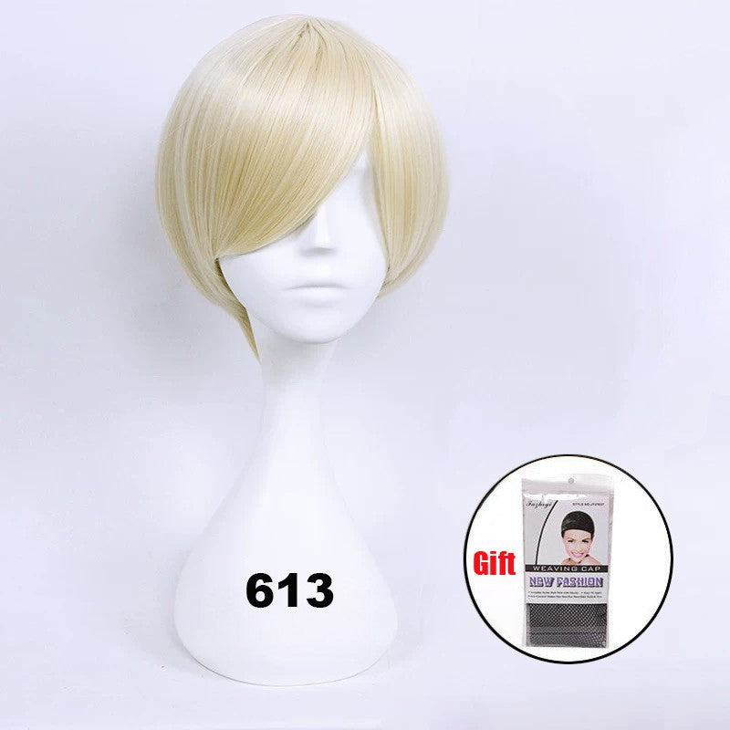 Peruca curta sintética Snoya 30cm roxo azul vermelho amarelo fibra de alta temperatura Peruca para festa a fantasia Cosplay 23 cores
