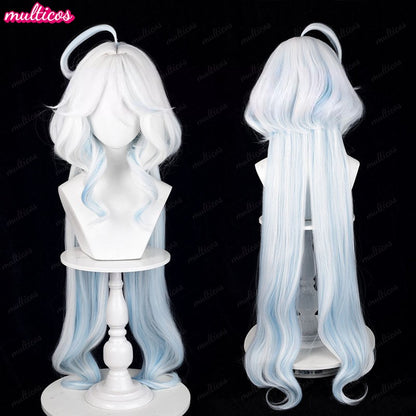 High Quality Focalors Wig Fontaine Furina Cosplay Wig Game Genshin Blue White Heat Resistant Synthetic Hair Anime Wigs + Wig Cap