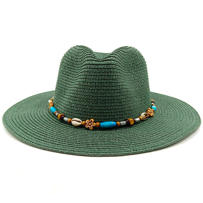 Rose Red Summer Straw Hat Jazz Top Visor Hat New Accessories Outdoor Summer Visor Beach Hat  sombreros