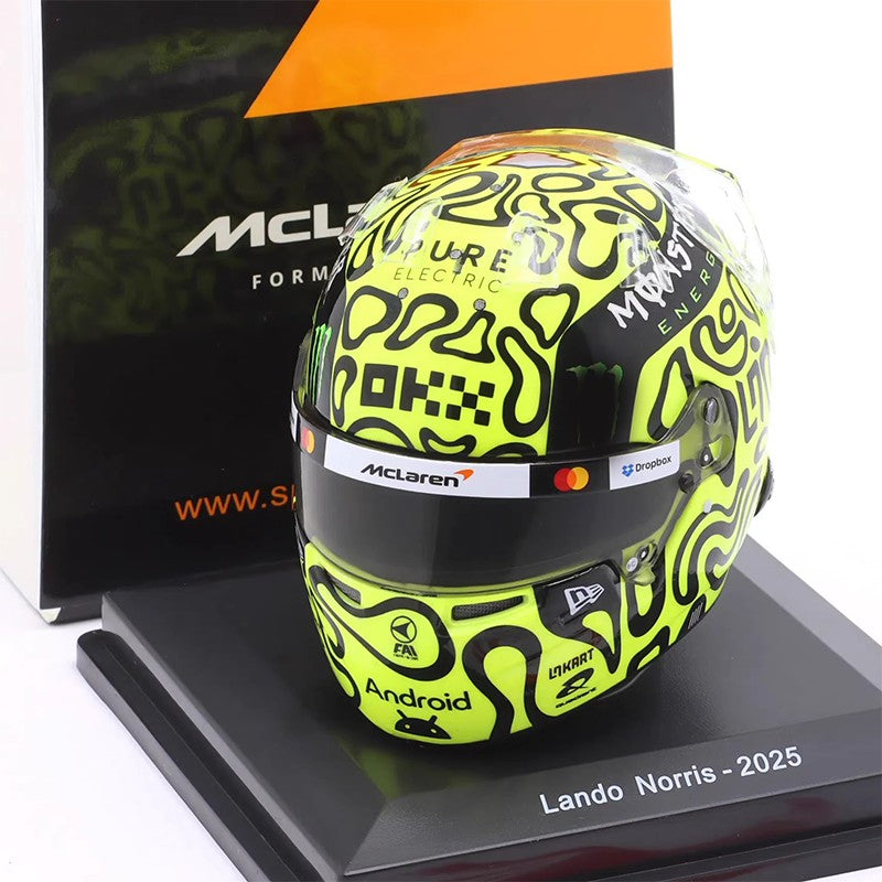 Novo estoque Spark 1:5 F1 2025 Série de Capacetes Norris Mcl39 Simulação Resina Modelo em Miniatura Brinquedos Personalizados Presente Coleção Ornamento