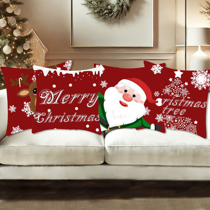 1pcs 2D Christmas Pillow Cover Xmas Party Decoration 2025 Xmas Holiday Santa Claus Pillow Cover Navidad Natal New Year Gift 2026