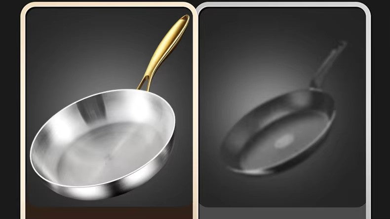 KEMORELA 316 Stainless Steel Frying Pan With Golden Handle Wok Pan Nonstick Cooking Fried Steak Gas Stove Pot Universal Pan