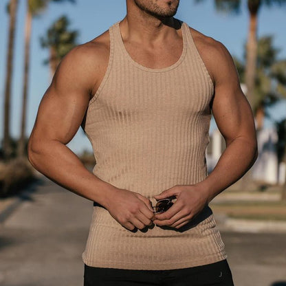 Summer Knitted Fitness Sports Leisure I-shaped Mens Tank Top Fashion Solid Gym Clothing Blusas Tanks Tops Men Clothes T-shirts